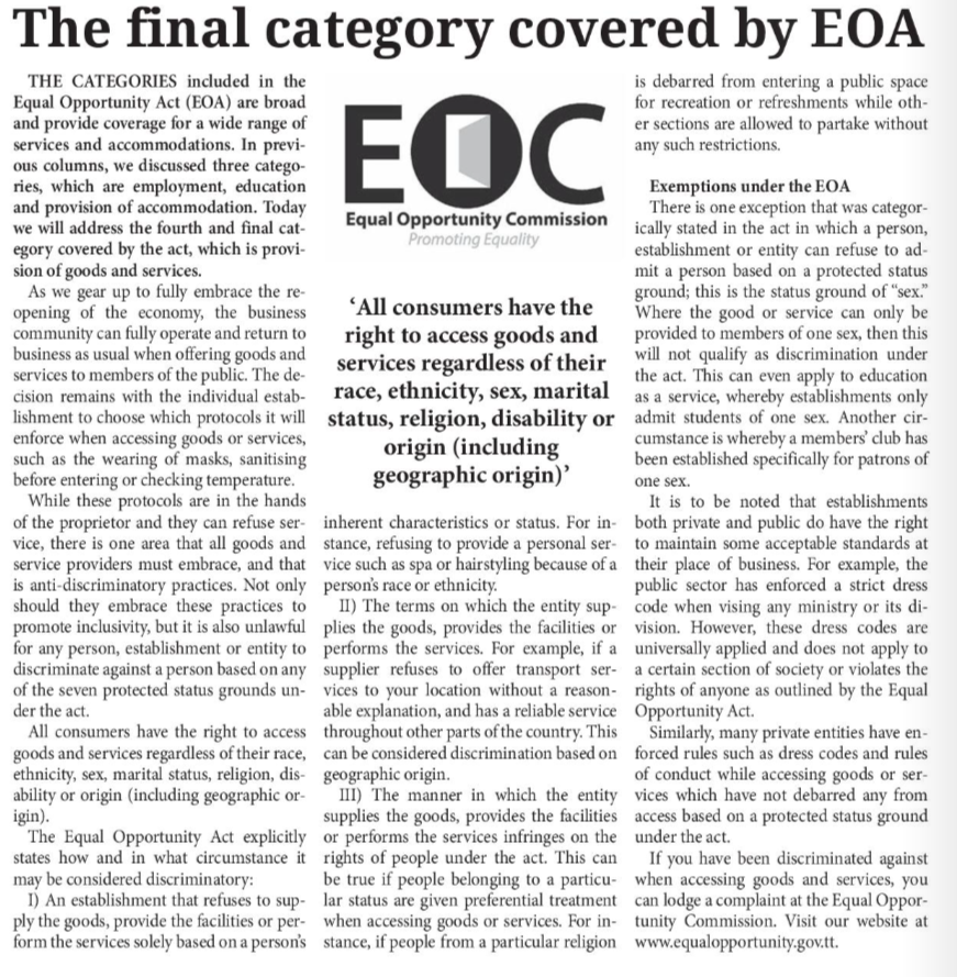 The final category covered by EOA